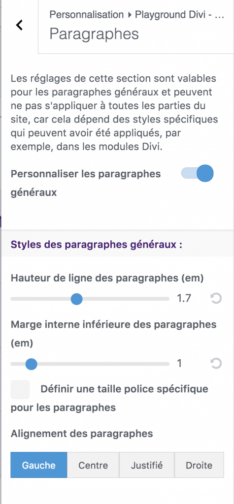 paragraphes divi children