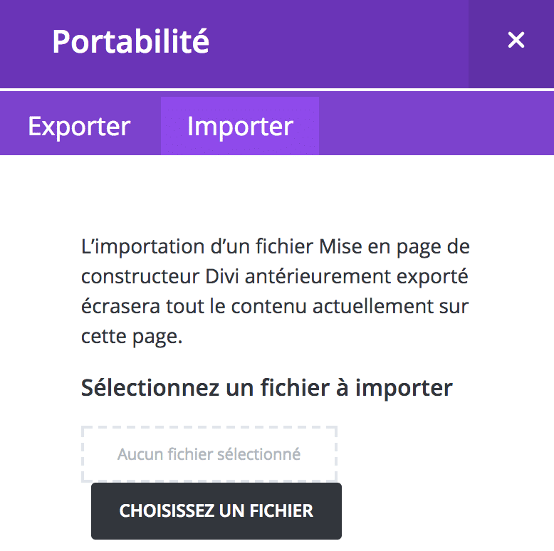 importer templates divi bars