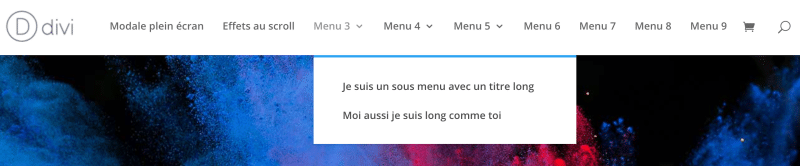 sous-menus une ligne divi