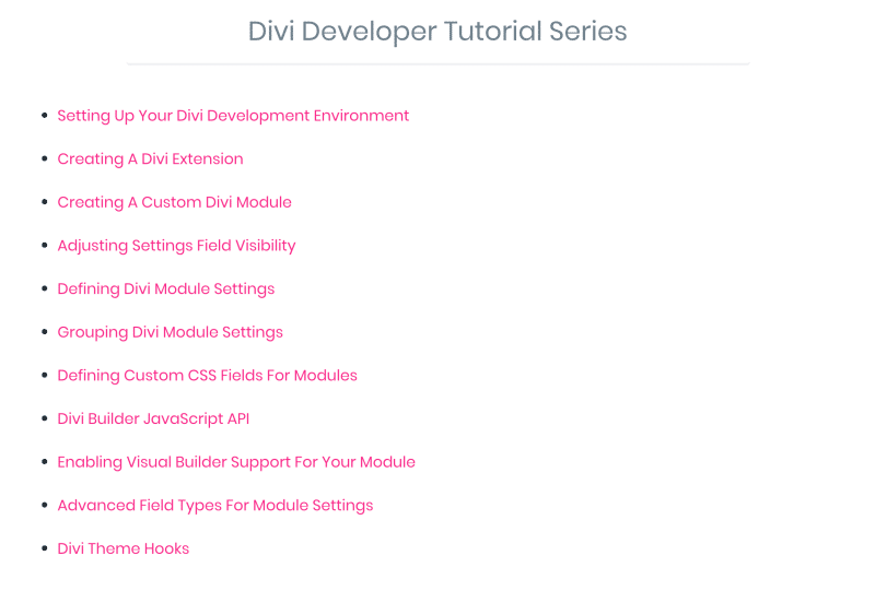 documentation developpeurs divi