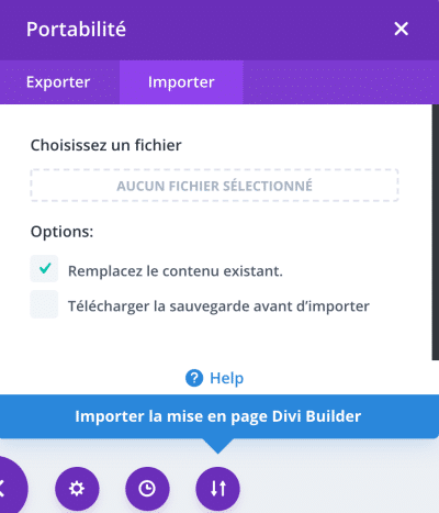 importer layout divi visual builder