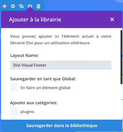 modele enregistre bibliotheque divi visual builder