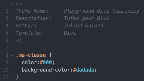 Ajouter des styles CSS dans le fichier style.css d'un thème enfant pour Divi