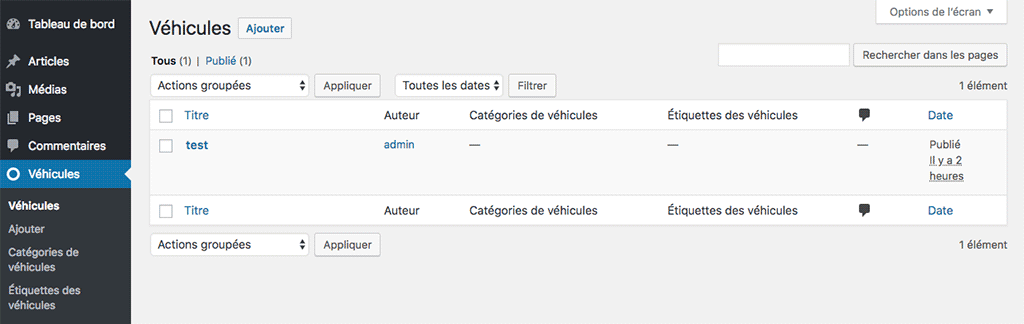 Renommer le type d'articles personnalisés Projets dans Divi