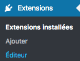 Ouvrir l'éditeur d'extensions de WordPress