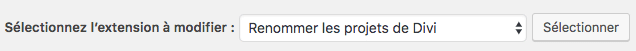 Sélectionner une extension WordPress à modifier