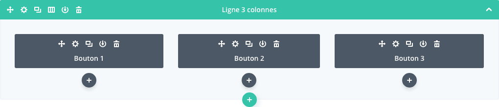 Aligner horizontalement des boutons avec une ligne de plusieurs colonnes dans le Divi Builder