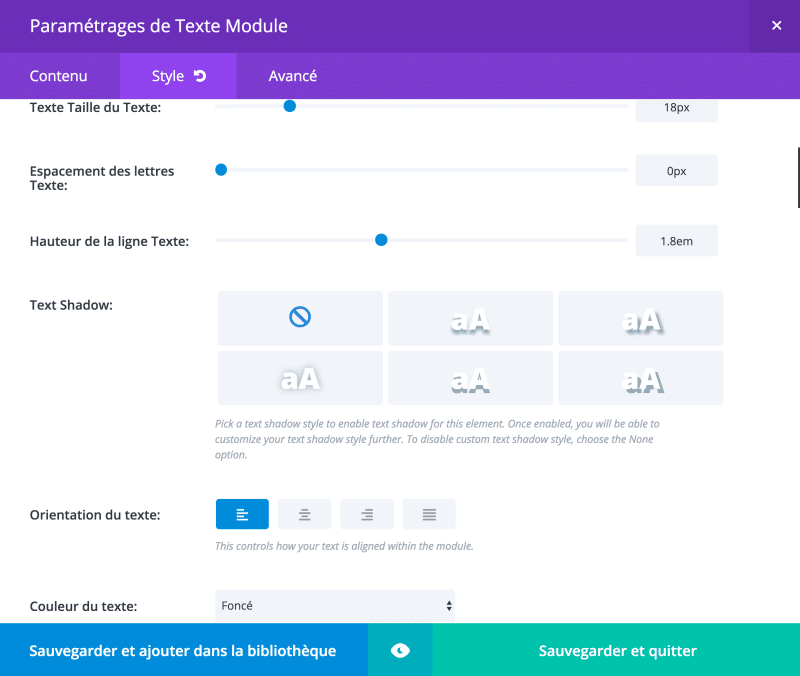 module texte divi avant traduction