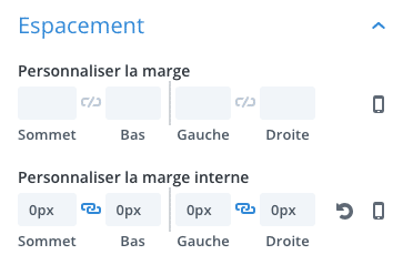 Modifier la marge interne d'une section dans Divi