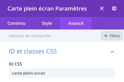 Ajouter un ID CSS à un module plein écran dans Divi