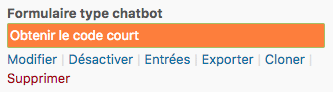 Shortcode d'un formulaire Caldera Forms