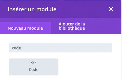 Ajouter un module code Divi pour insérer du jQuery pour le formulaire de type chatbot