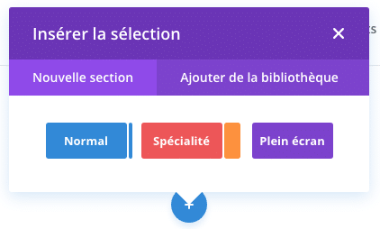 Insérer une section avec le Divi Builder