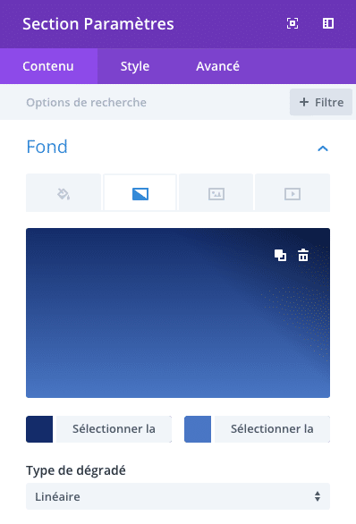 Ajoutez un dégradé en fond de section dans Divi