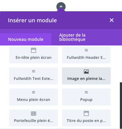 Insérez un module Image en pleine largeur dans Divi