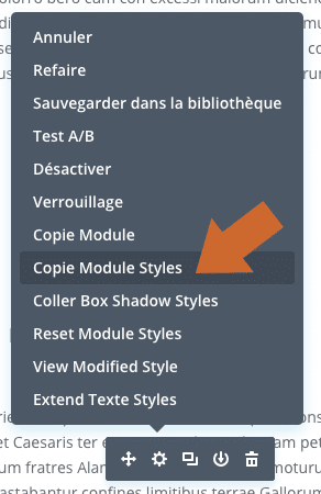 Copier tous les styles d'un élément dans Divi