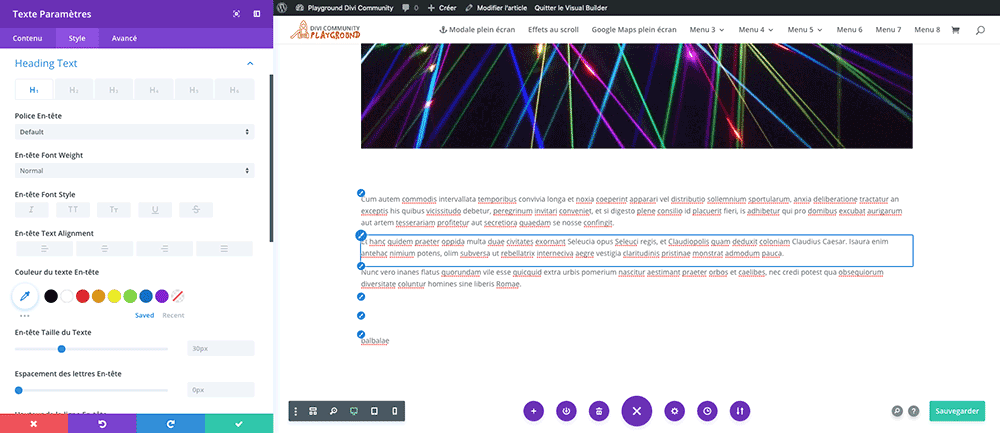 Utiliser le Visual Builder de Divi en front-end