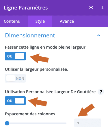 Configurez une ligne dans le Divi Builder