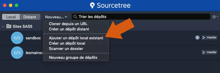 Ajouter un dépôt local git existant à Sourcetree