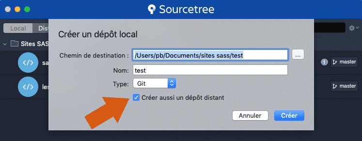 Créer un dépôt local git avec Sourcetree