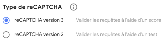 Choisir Google reCaptcha v3