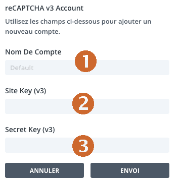 Ajouter un nouveau compte Google reCaptcha v3 dans le module Formulaire de Divi