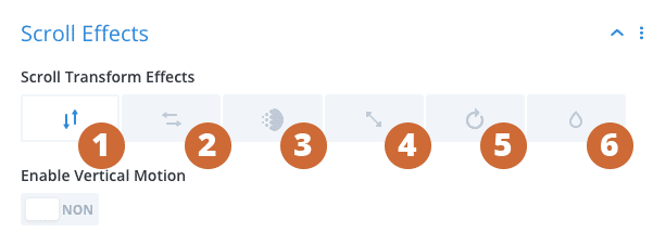 Les différents effets au scroll de Divi