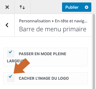 L'option native de Divi permettant d'afficher le logo au scroll