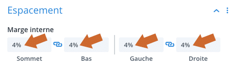 Paramétrages de l'espacement d'une colonne dans Divi