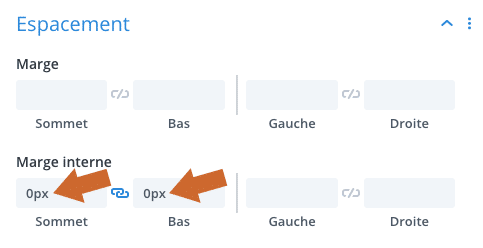 Paramétrages d'espacement d'une ligne dans Divi