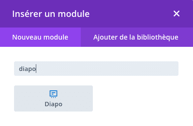 Insérer un module diapo dans Divi