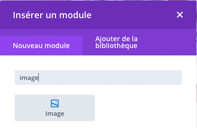 Insérer un module "image" dans le Divi Builder