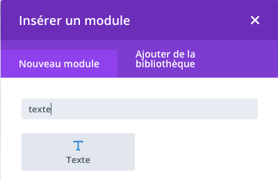 Insérer un module texte dans Divi