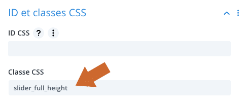 Paramétrages des classes personnalisées pour module diapo dans Divi