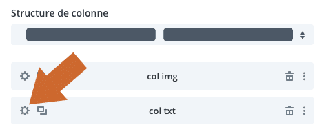 Paramétrages d'une colonne dans Divi
