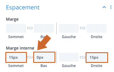 Paramétrer la marge interne d'une ligne avec le Divi Builder