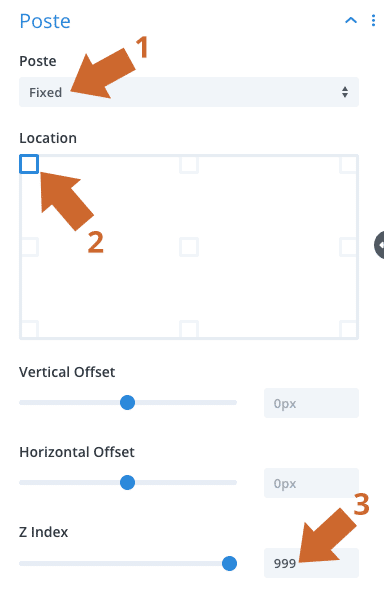 Paramétrer la position d'une section avec le Divi Builder