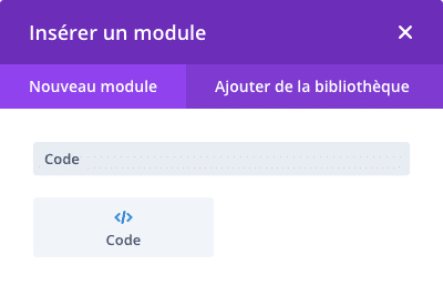 Ajouter un module "code" dans le Divi Builder