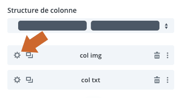 Paramétrages d'une colonne dans Divi