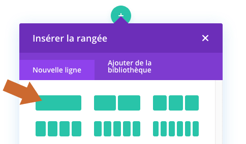 Insérer une ligne d'une seule colonne dans le Divi Builder