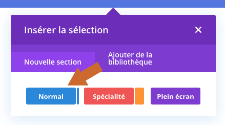 Insérer une section dans le Divi Builder