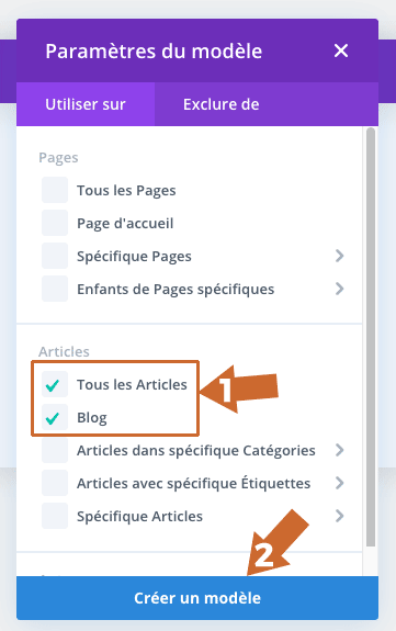 Paramétrer un nouveau template dans le Divi Theme Builder