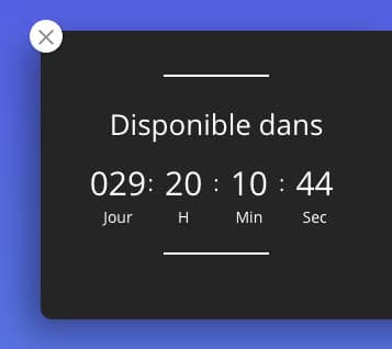 Un fly-in créé avec le plugin Divi Fly-In et contenant un module "compte à rebours"