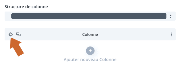 Afficher les réglages d'une colonne dans le Divi Builder