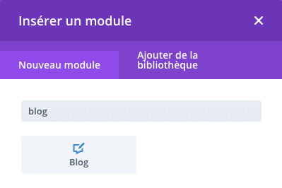 Insérer un module blog dans le Divi Builder