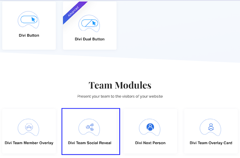 Cherchez les modules sur divi essential