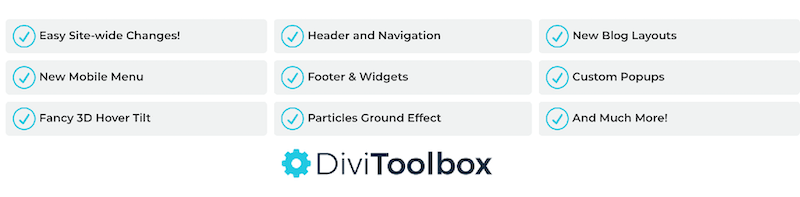 Divi Toolbox - liste des fonctionnalités