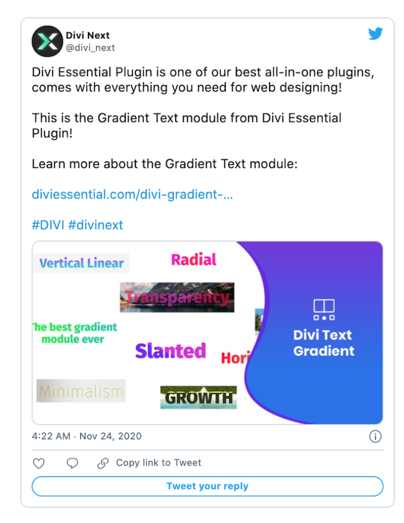 divi tweet divi essential