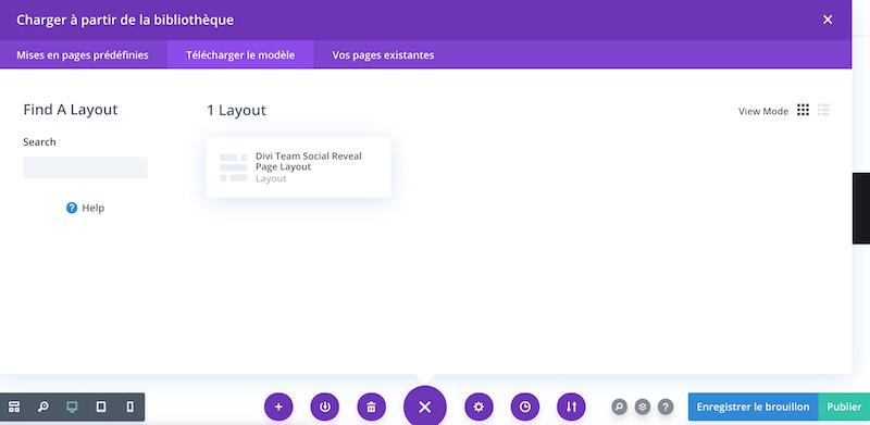 telecharger le modele dans la bibliotheque divi essential